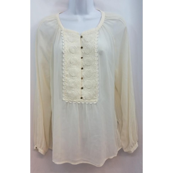 Massimo Dutti Creme Sheer Silk 40 Blouse - Picture 2 of 4